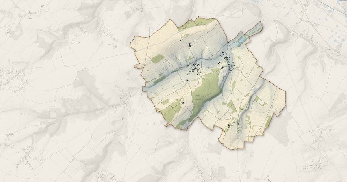 Portrait cartographique de Bailleul : relief, eau, forêts, bâti et voies, calculés à partir des données de l'IGN