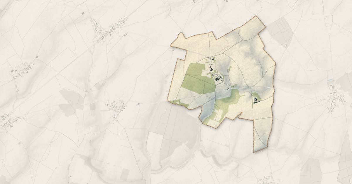 Portrait cartographique de Bazentin : relief, eau, forêts, bâti et voies, calculés à partir des données de l'IGN