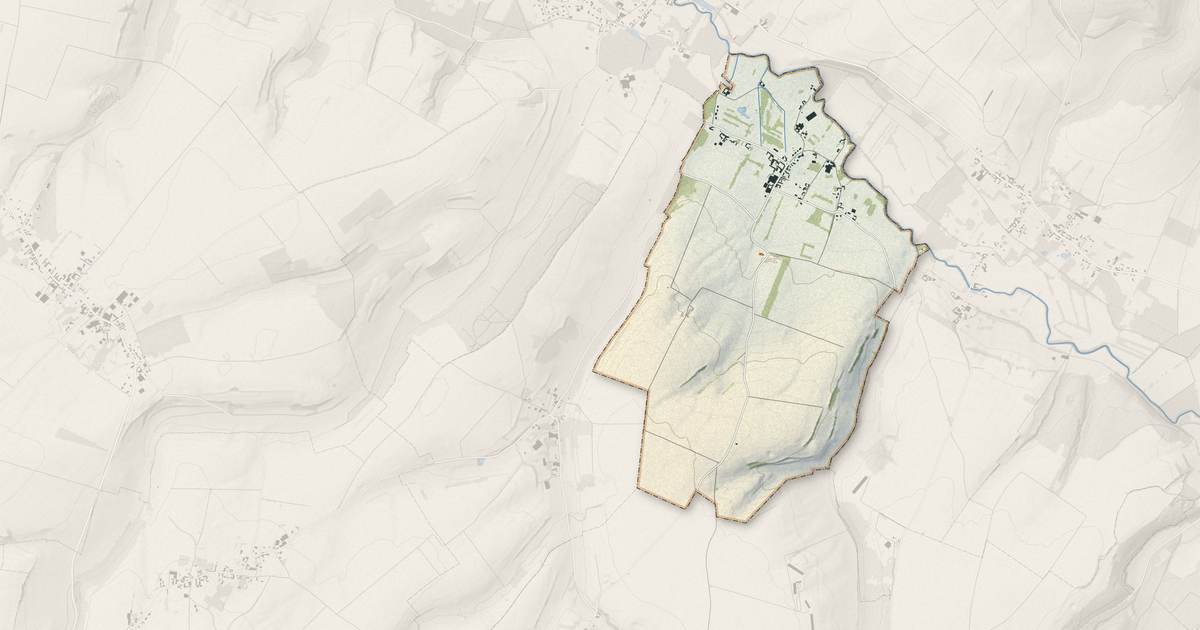 Portrait cartographique de Béalcourt : relief, eau, forêts, bâti et voies, calculés à partir des données de l'IGN