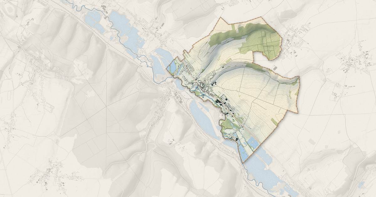 Portrait cartographique de Beauchamps : relief, eau, forêts, bâti et voies, calculés à partir des données de l'IGN