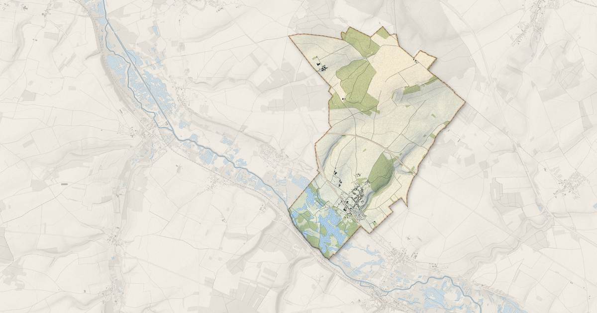 Portrait cartographique de Belloy-sur-Somme : relief, eau, forêts, bâti et voies, calculés à partir des données de l'IGN
