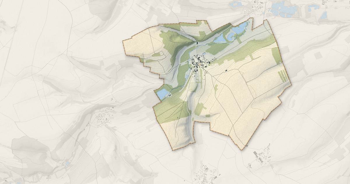 Portrait cartographique de Bergicourt : relief, eau, forêts, bâti et voies, calculés à partir des données de l'IGN