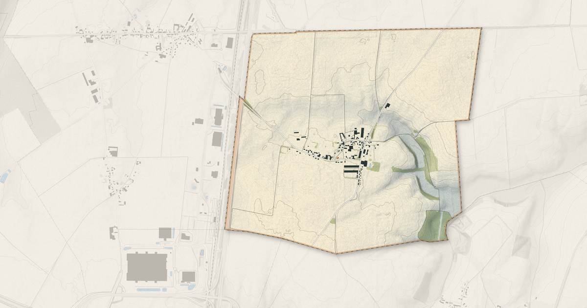 Portrait cartographique de Berny-en-Santerre : relief, eau, forêts, bâti et voies, calculés à partir des données de l'IGN
