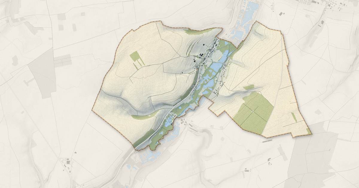 Portrait cartographique de Bettencourt-Rivière : relief, eau, forêts, bâti et voies, calculés à partir des données de l'IGN