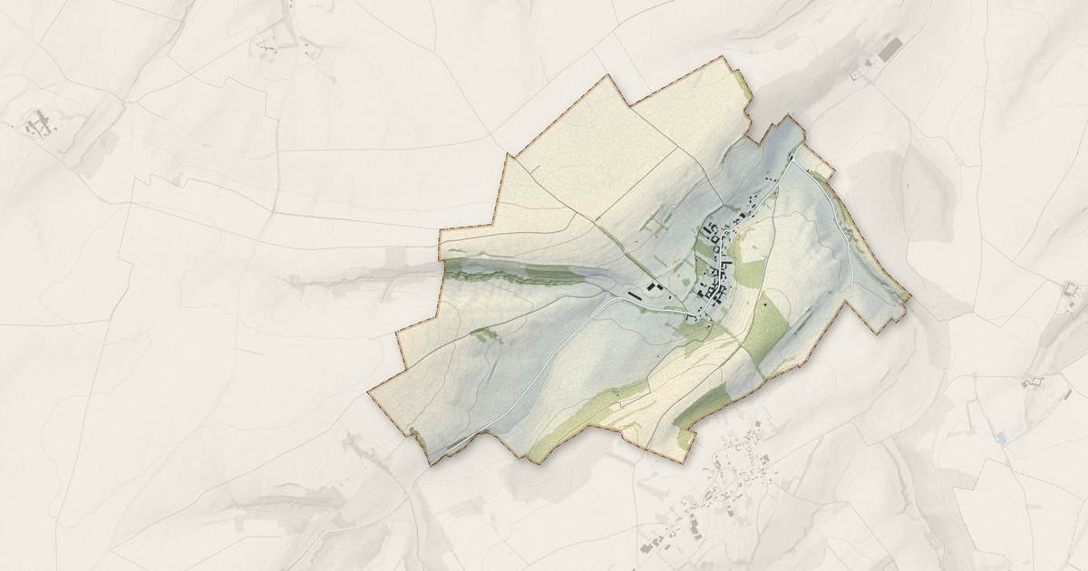 Portrait cartographique de Boisbergues : relief, eau, forêts, bâti et voies, calculés à partir des données de l'IGN