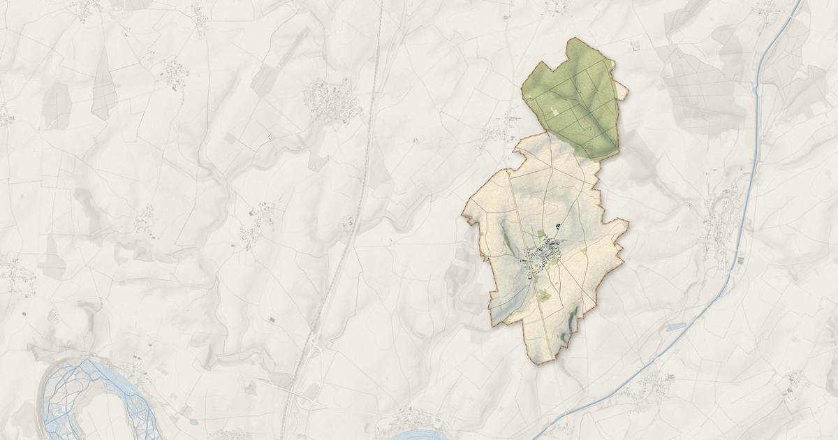 Portrait cartographique de Bouchavesnes-Bergen : relief, eau, forêts, bâti et voies, calculés à partir des données de l'IGN