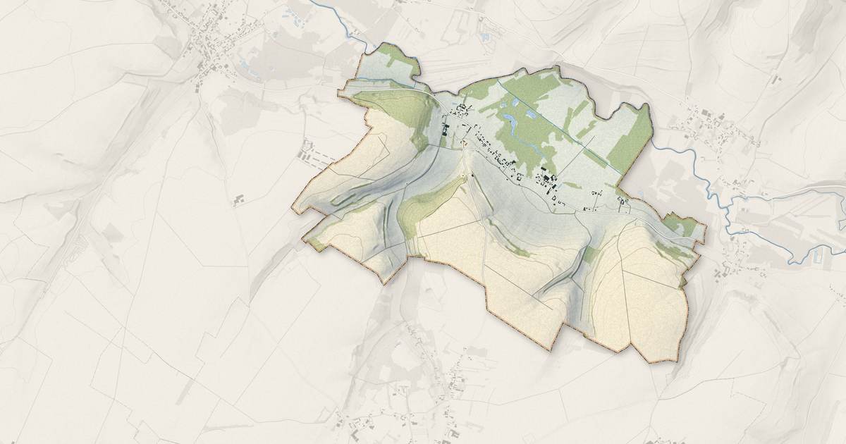 Portrait cartographique de Boufflers : relief, eau, forêts, bâti et voies, calculés à partir des données de l'IGN