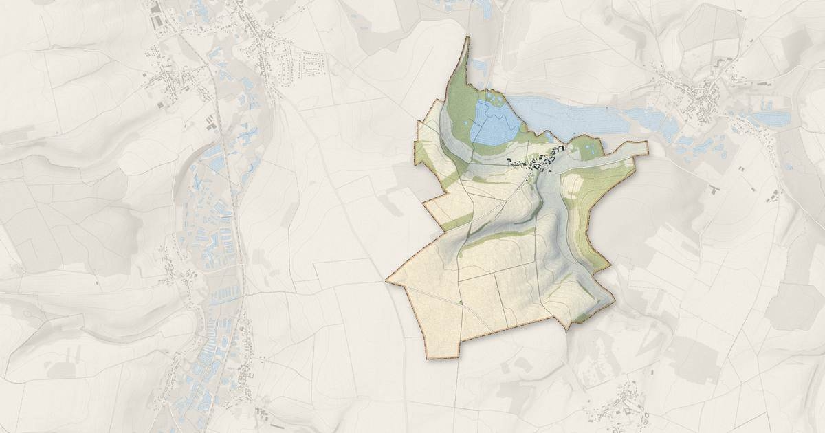 Portrait cartographique de Boussicourt : relief, eau, forêts, bâti et voies, calculés à partir des données de l'IGN