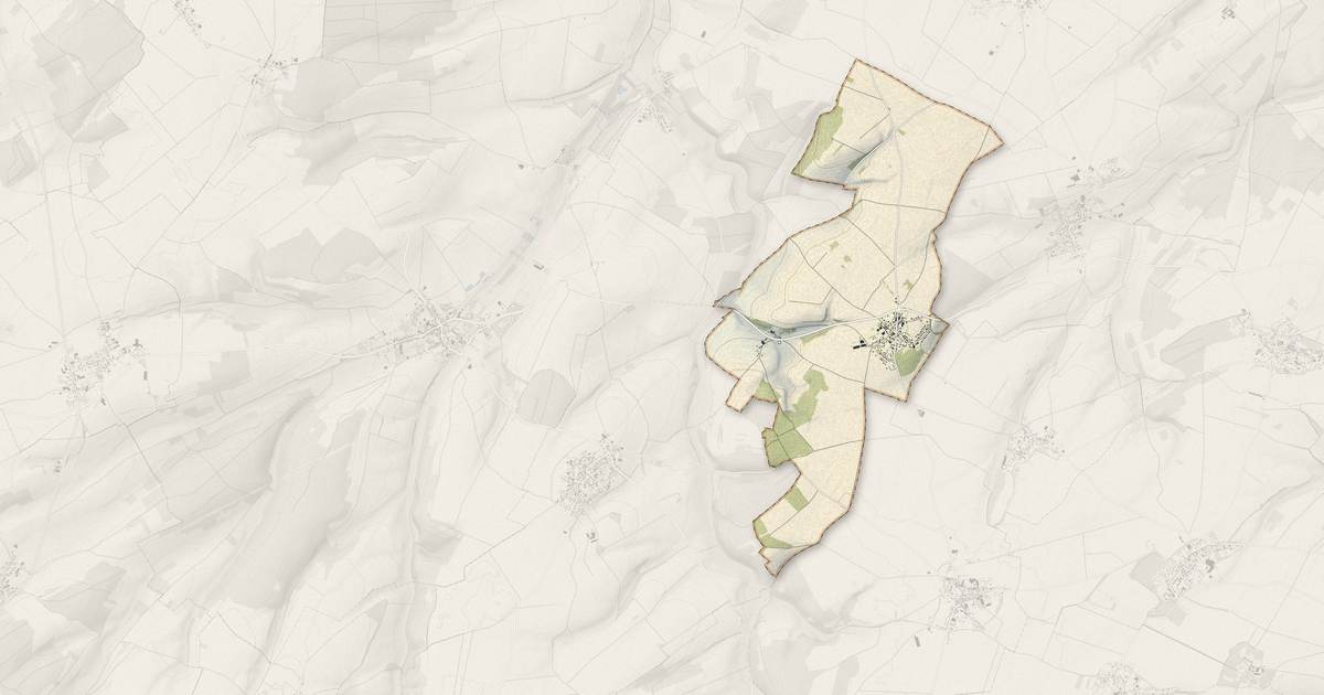 Portrait cartographique de Briquemesnil-Floxicourt : relief, eau, forêts, bâti et voies, calculés à partir des données de l'IGN