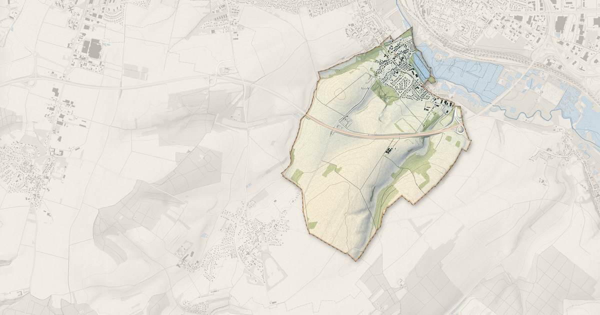 Portrait cartographique de Cagny : relief, eau, forêts, bâti et voies, calculés à partir des données de l'IGN
