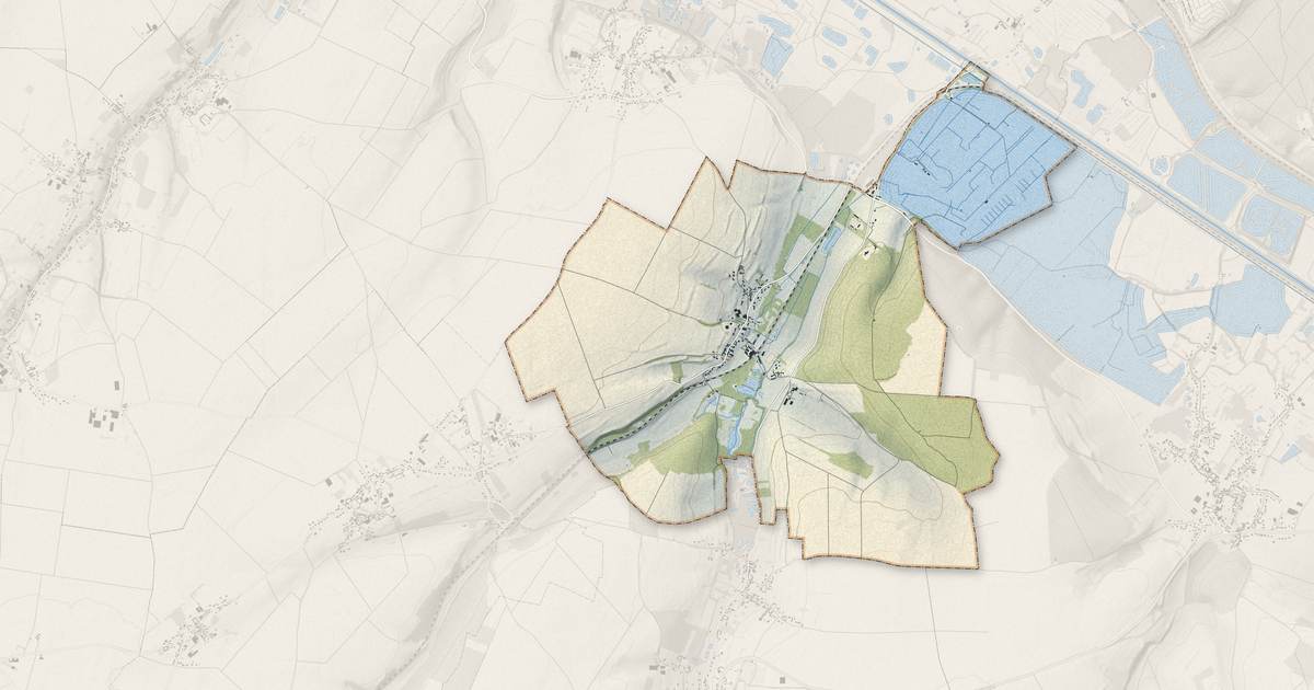 Portrait cartographique de Cahon : relief, eau, forêts, bâti et voies, calculés à partir des données de l'IGN