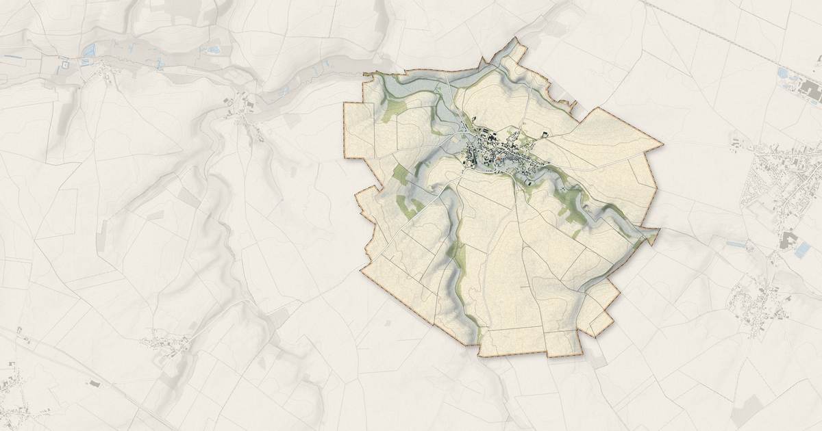 Portrait cartographique de Caix : relief, eau, forêts, bâti et voies, calculés à partir des données de l'IGN