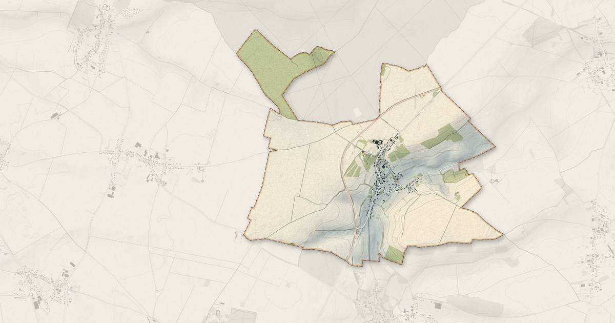 Portrait cartographique de Canchy : relief, eau, forêts, bâti et voies, calculés à partir des données de l'IGN