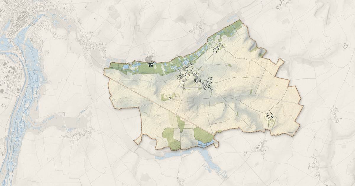 Portrait cartographique de Cartigny : relief, eau, forêts, bâti et voies, calculés à partir des données de l'IGN