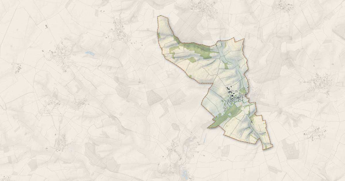 Portrait cartographique de Contay : relief, eau, forêts, bâti et voies, calculés à partir des données de l'IGN