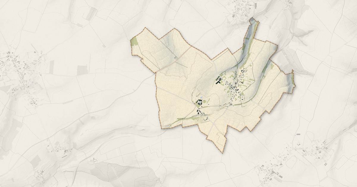 Portrait cartographique de Conteville : relief, eau, forêts, bâti et voies, calculés à partir des données de l'IGN