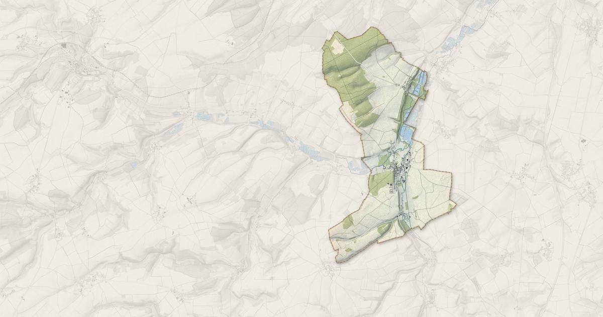 Portrait cartographique de Conty : relief, eau, forêts, bâti et voies, calculés à partir des données de l'IGN