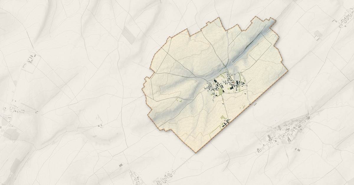 Portrait cartographique de Courcelette : relief, eau, forêts, bâti et voies, calculés à partir des données de l'IGN