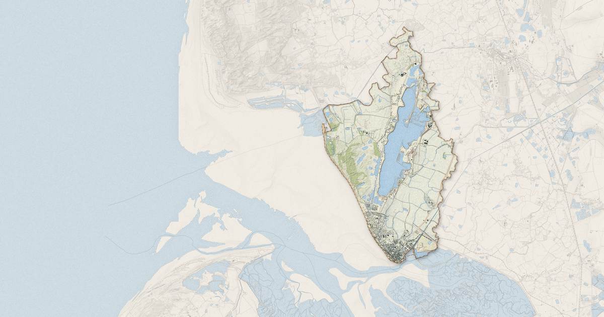 Portrait cartographique de Le Crotoy : relief, eau, forêts, bâti et voies, calculés à partir des données de l'IGN
