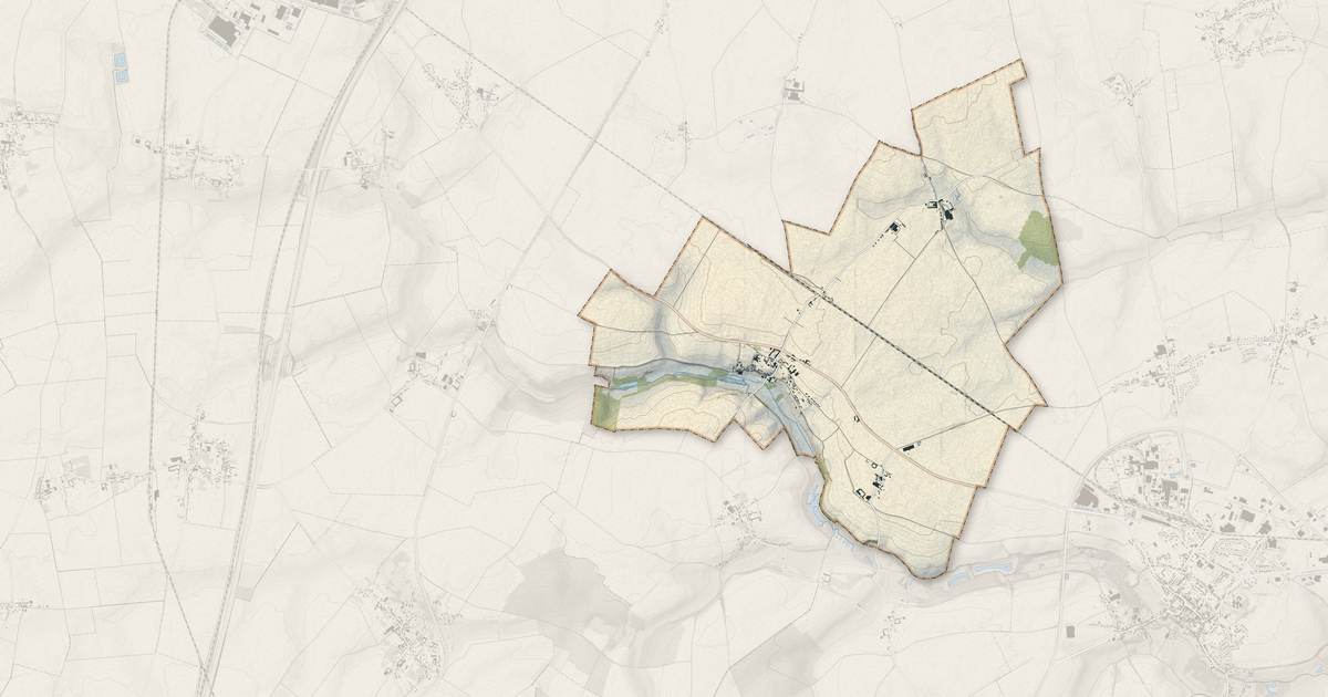 Portrait cartographique de Curchy : relief, eau, forêts, bâti et voies, calculés à partir des données de l'IGN