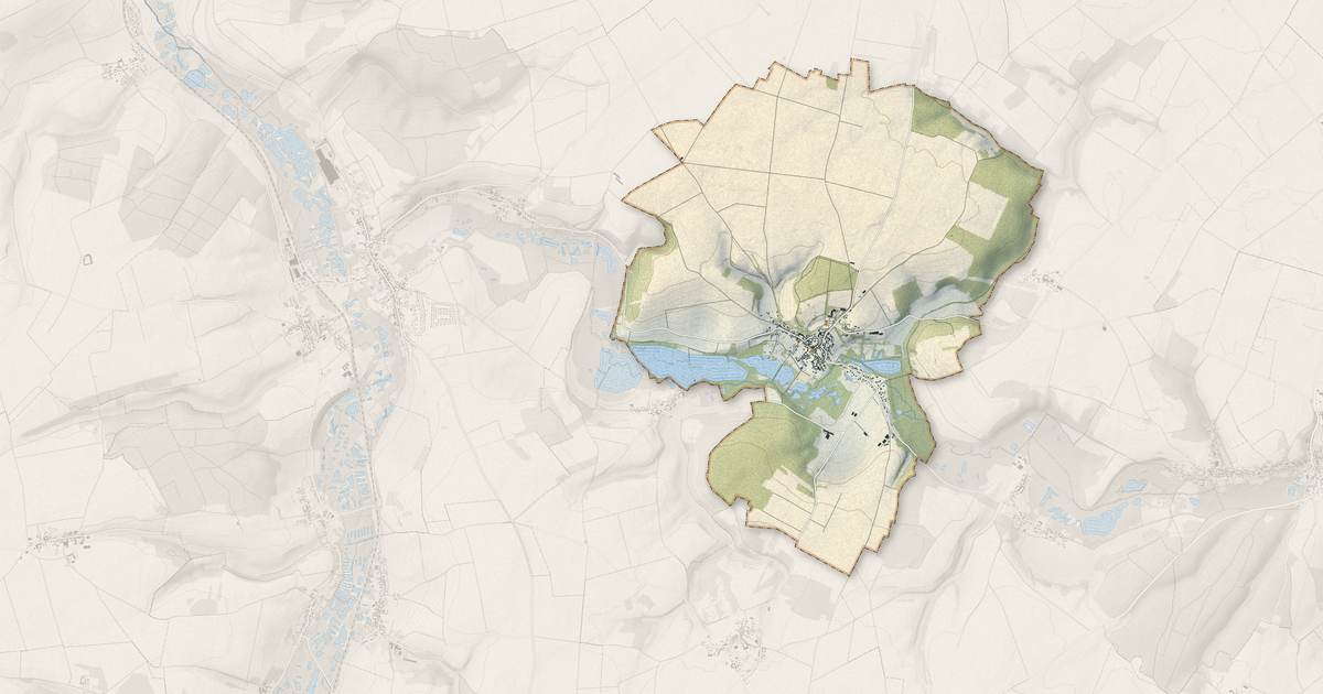 Portrait cartographique de Davenescourt : relief, eau, forêts, bâti et voies, calculés à partir des données de l'IGN