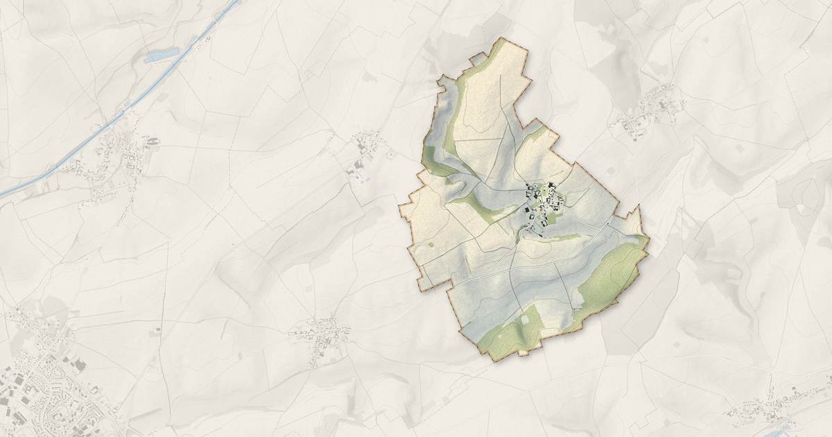 Portrait cartographique de Driencourt : relief, eau, forêts, bâti et voies, calculés à partir des données de l'IGN