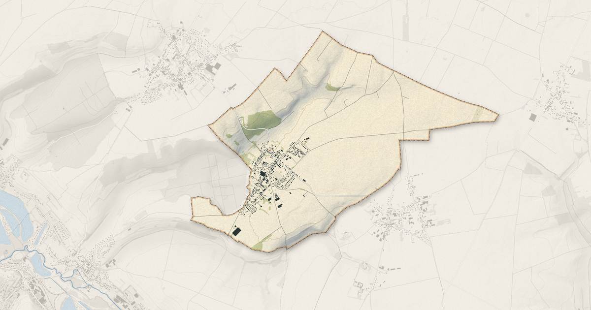Portrait cartographique de Embreville : relief, eau, forêts, bâti et voies, calculés à partir des données de l'IGN