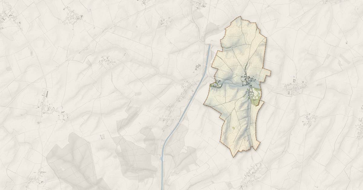 Portrait cartographique de Équancourt : relief, eau, forêts, bâti et voies, calculés à partir des données de l'IGN