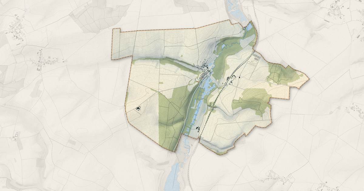 Portrait cartographique de La Faloise : relief, eau, forêts, bâti et voies, calculés à partir des données de l'IGN