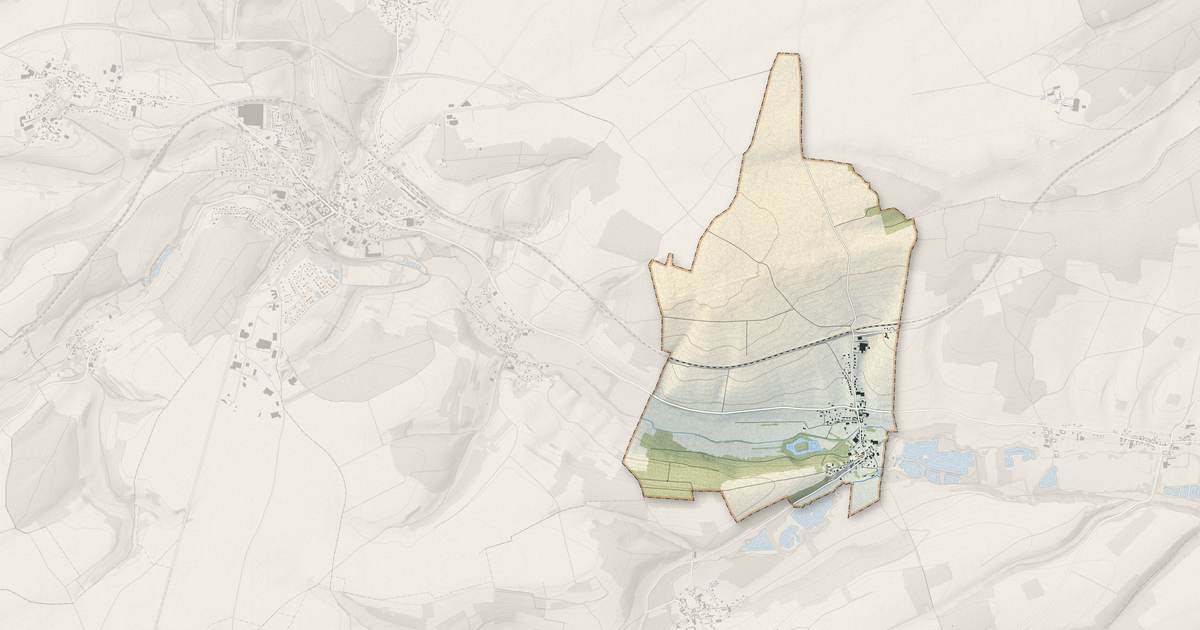 Portrait cartographique de Famechon : relief, eau, forêts, bâti et voies, calculés à partir des données de l'IGN