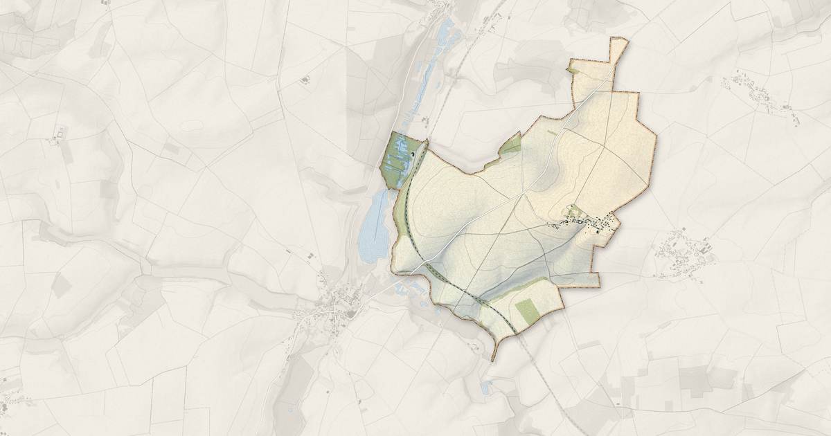 Portrait cartographique de Folleville : relief, eau, forêts, bâti et voies, calculés à partir des données de l'IGN