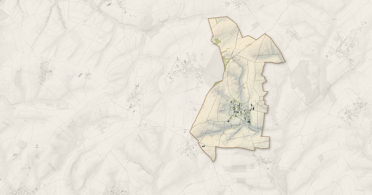 Portrait cartographique de Forceville : relief, eau, forêts, bâti et voies, calculés à partir des données de l'IGN
