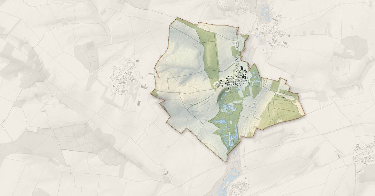 Portrait cartographique de Fréchencourt : relief, eau, forêts, bâti et voies, calculés à partir des données de l'IGN