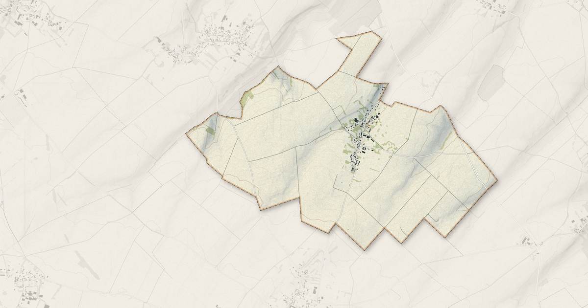 Portrait cartographique de Fresnoy-Andainville : relief, eau, forêts, bâti et voies, calculés à partir des données de l'IGN