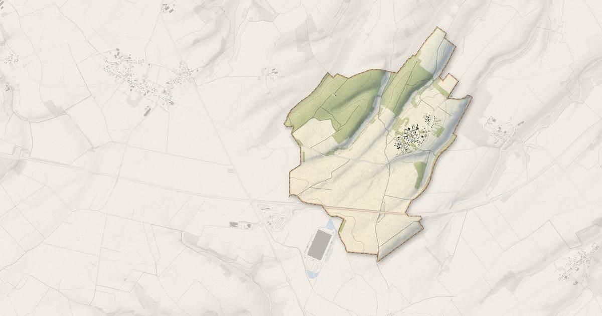 Portrait cartographique de Fricamps : relief, eau, forêts, bâti et voies, calculés à partir des données de l'IGN