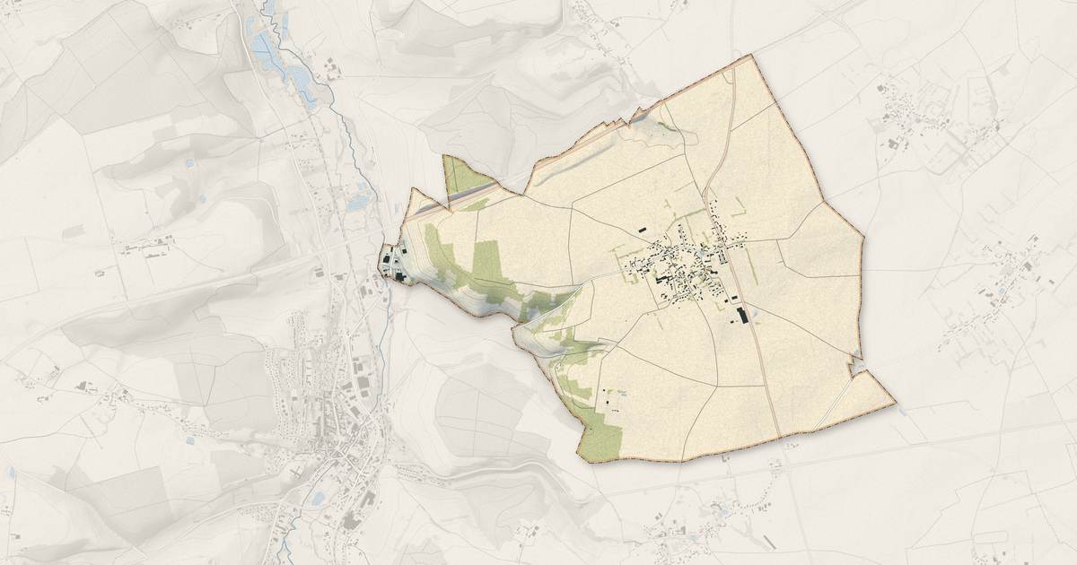 Portrait cartographique de Gauville : relief, eau, forêts, bâti et voies, calculés à partir des données de l'IGN