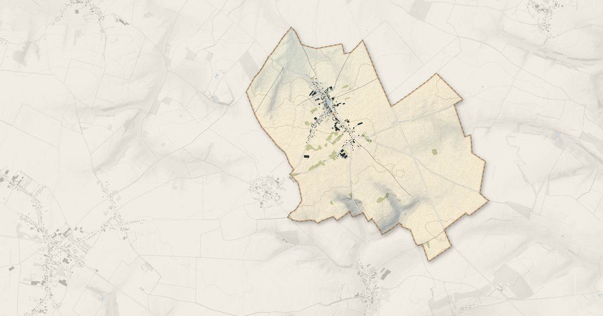 Portrait cartographique de Gorenflos : relief, eau, forêts, bâti et voies, calculés à partir des données de l'IGN