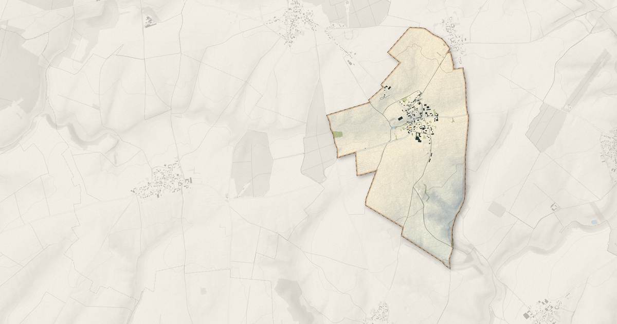 Portrait cartographique de Guillemont : relief, eau, forêts, bâti et voies, calculés à partir des données de l'IGN