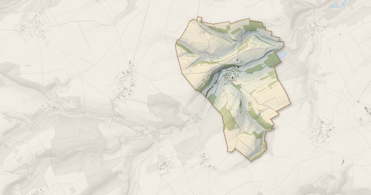 Portrait cartographique de Guizancourt : relief, eau, forêts, bâti et voies, calculés à partir des données de l'IGN