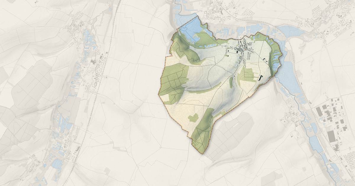 Portrait cartographique de Hailles : relief, eau, forêts, bâti et voies, calculés à partir des données de l'IGN