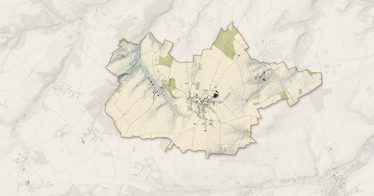 Portrait cartographique de Hallencourt : relief, eau, forêts, bâti et voies, calculés à partir des données de l'IGN