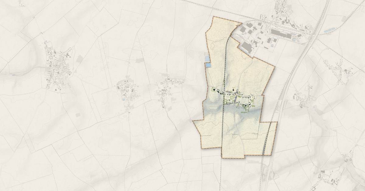 Portrait cartographique de Hallu : relief, eau, forêts, bâti et voies, calculés à partir des données de l'IGN