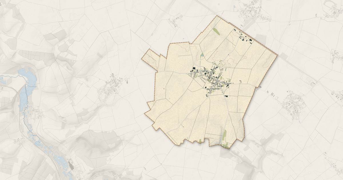 Portrait cartographique de Hangest-en-Santerre : relief, eau, forêts, bâti et voies, calculés à partir des données de l'IGN