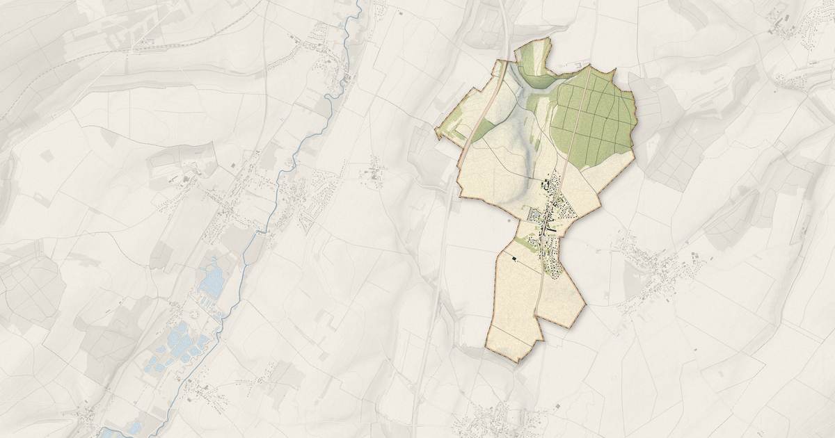 Portrait cartographique de Hébécourt : relief, eau, forêts, bâti et voies, calculés à partir des données de l'IGN