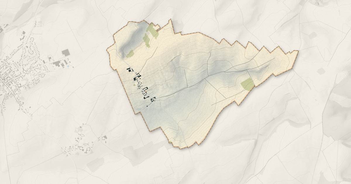 Portrait cartographique de Hesbécourt : relief, eau, forêts, bâti et voies, calculés à partir des données de l'IGN