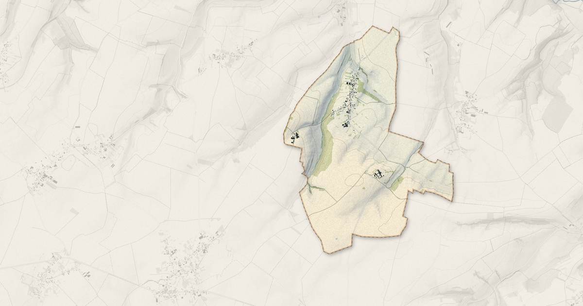 Portrait cartographique de Heuzecourt : relief, eau, forêts, bâti et voies, calculés à partir des données de l'IGN