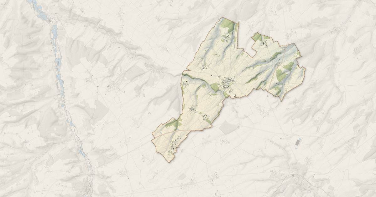 Portrait cartographique de Hornoy-le-Bourg : relief, eau, forêts, bâti et voies, calculés à partir des données de l'IGN