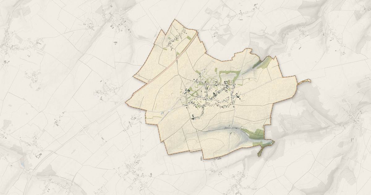 Portrait cartographique de Huppy : relief, eau, forêts, bâti et voies, calculés à partir des données de l'IGN