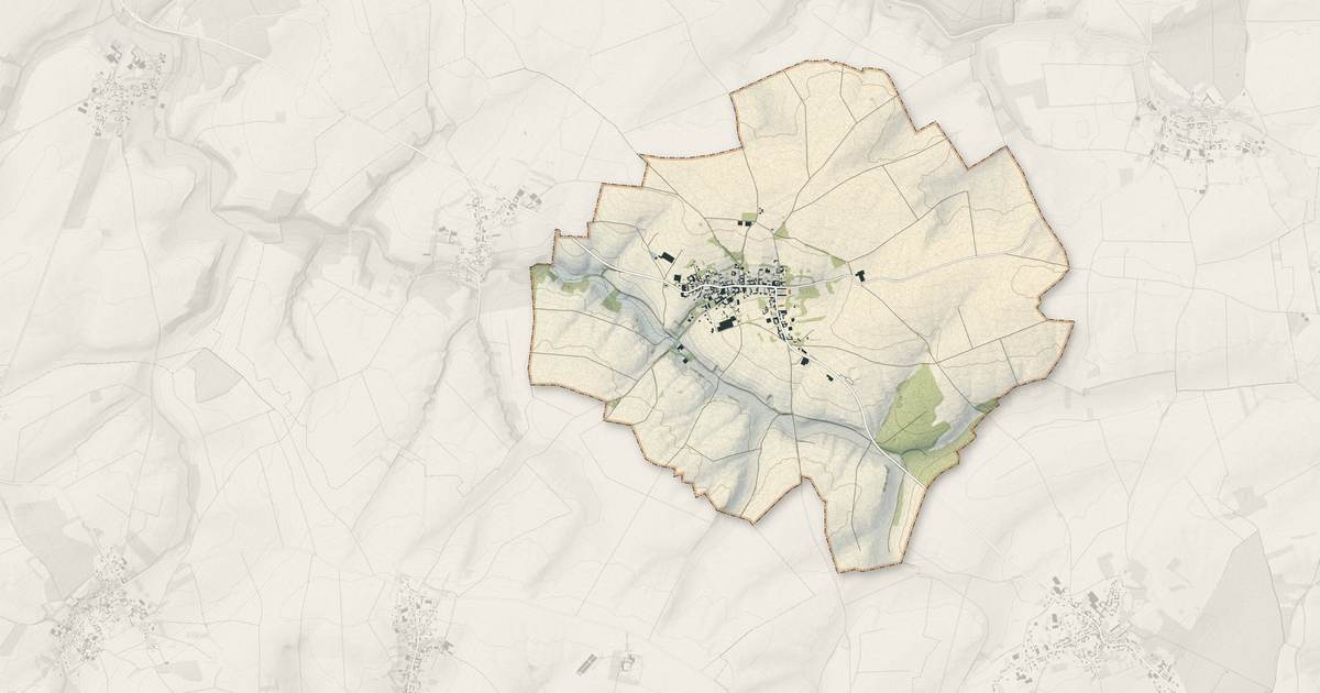 Portrait cartographique de Louvencourt : relief, eau, forêts, bâti et voies, calculés à partir des données de l'IGN