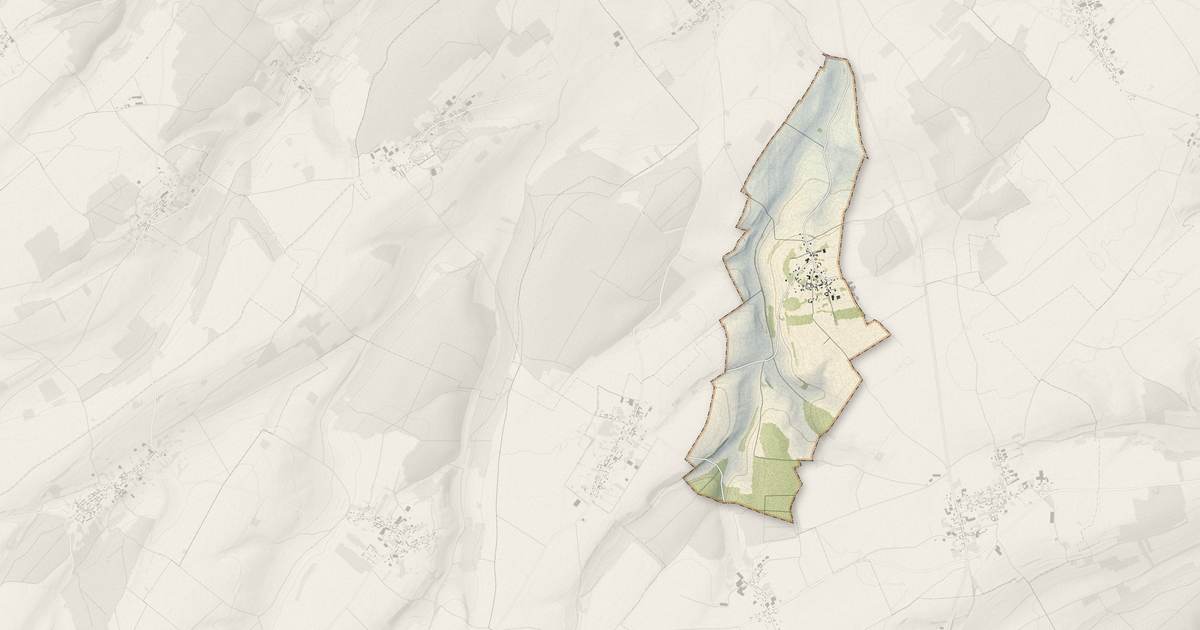 Portrait cartographique de Méricourt-en-Vimeu : relief, eau, forêts, bâti et voies, calculés à partir des données de l'IGN